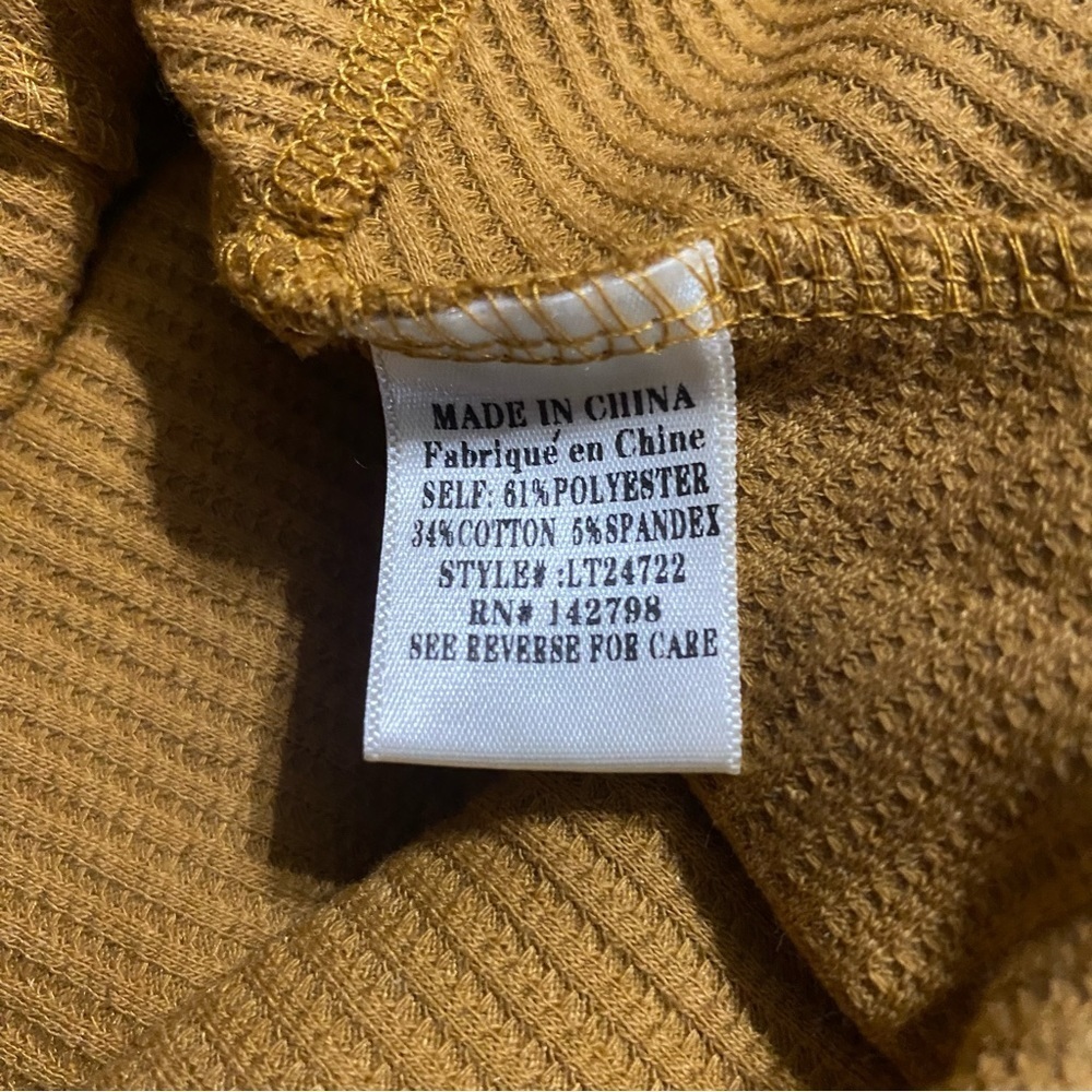 NWT Loveriche Mustard Yellow Thermal Ruffle Flutter Sleeve Top - Picture 6 of 6